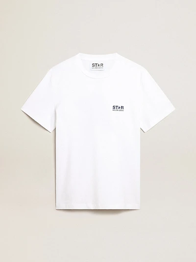 Men’s white T-shirt with dark blue star on the back