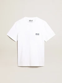 Men’s white T-shirt with dark blue star on the back
