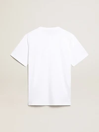 Men’s white T-shirt with dark blue star on the front