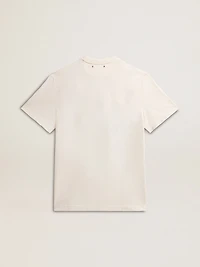 Men's cotton T-shirt aged white with print on the heart
