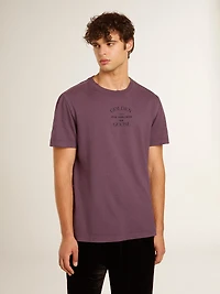 Men’s cotton T-shirt worn purple with logo print