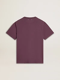 Men’s cotton T-shirt worn purple with logo print