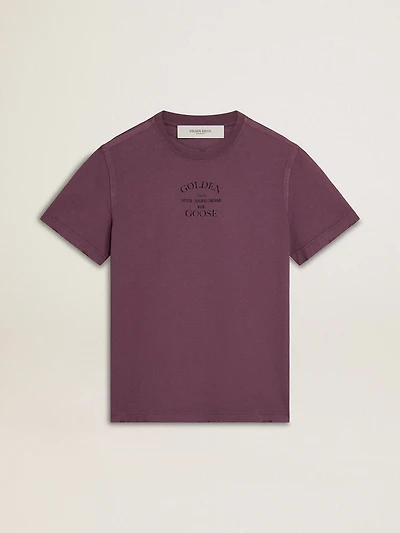 Men’s cotton T-shirt in worn purple with logo print