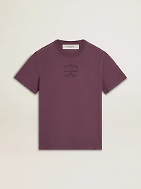Men’s cotton T-shirt worn purple with logo print