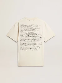 Men's T-shirt with print on the chest and back a lived-in effect