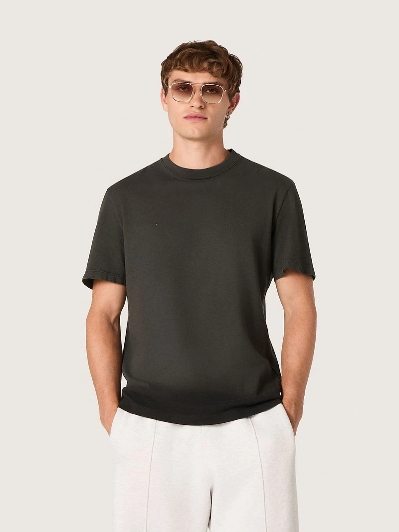 Men’s T-shirt anthracite cotton jersey with perforated heart