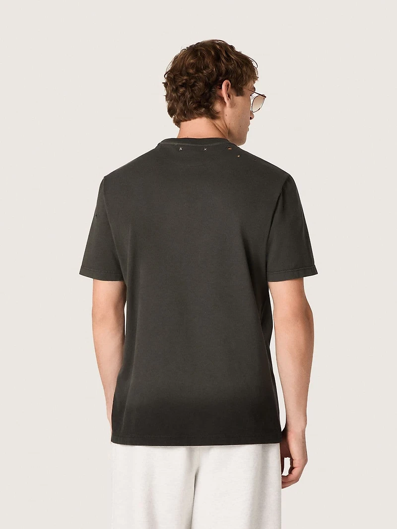 Men’s T-shirt anthracite cotton jersey with perforated heart