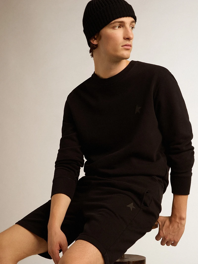 Black Archibald star Collection sweatshirt with tone-on-tone on the front