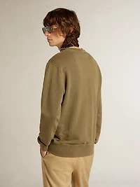 Men's olive green sweatshirt with Golden lettering