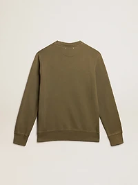 Men's olive green sweatshirt with Golden lettering
