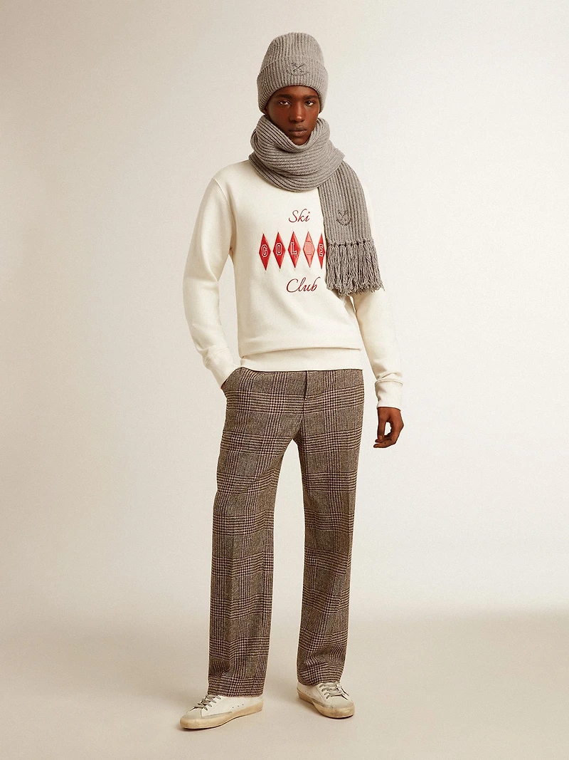 Men's cotton crew-neck sweatshirt with embroidered lettering