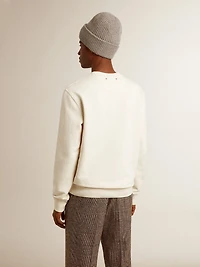 Men's cotton crew-neck sweatshirt with embroidered lettering