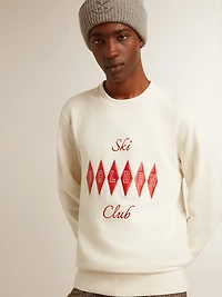 Men's cotton crew-neck sweatshirt with embroidered lettering
