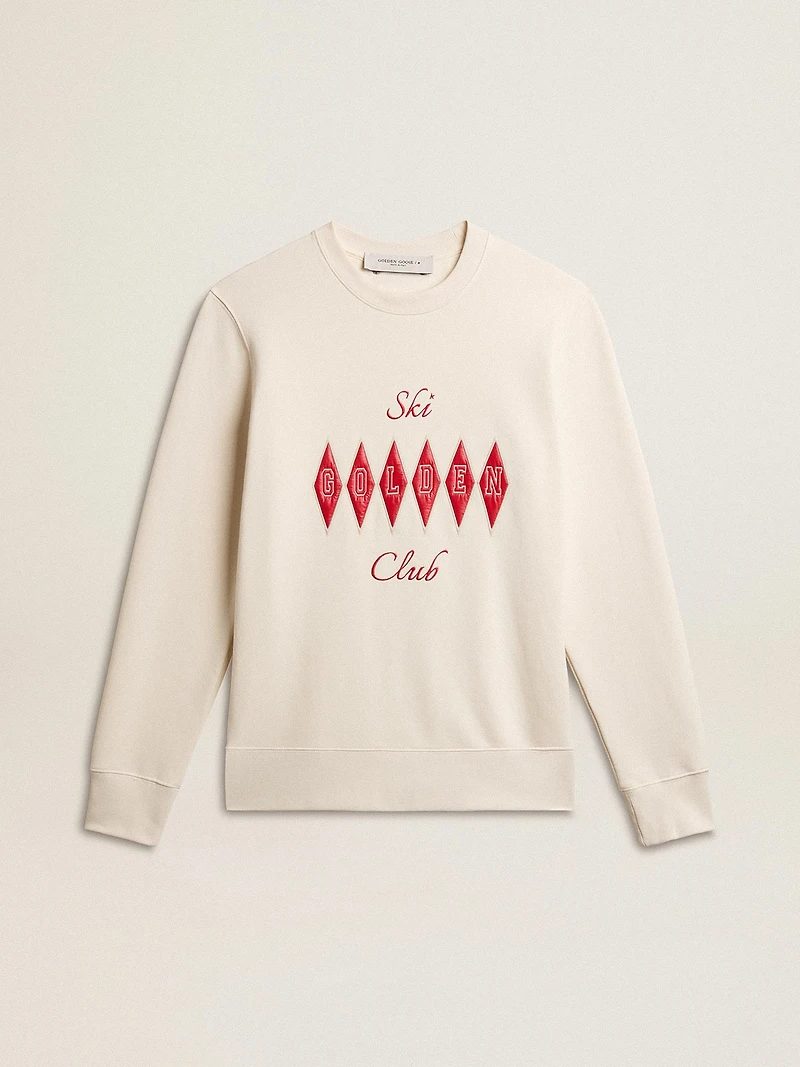 Men's cotton crew-neck sweatshirt with embroidered lettering