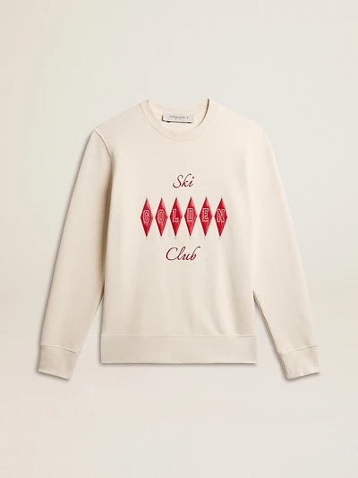 Men's cotton crew-neck sweatshirt with embroidered lettering