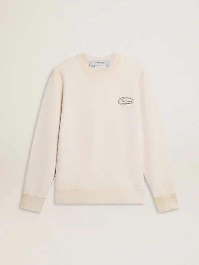Men's sweatshirt in worn white with print 