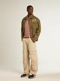 Men's olive-colored cotton shirt