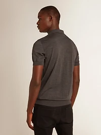 Men’s short-sleeved polo shirt gray merino wool