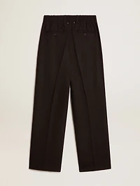 Black wool and viscose blend pants