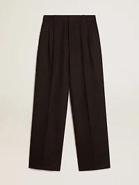 Black wool and viscose blend pants