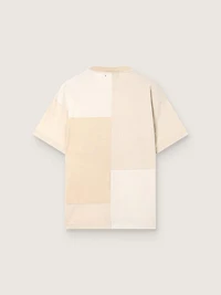 Men's T-shirt cotton jersey with white and beige patchwork effect