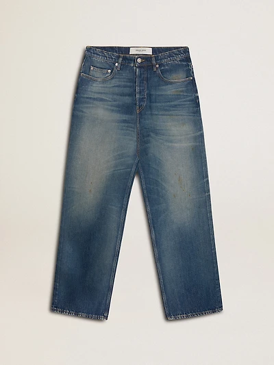 Men's loose fit medium wash CNY jeans