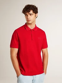 Men's polo shirt red cotton piquet