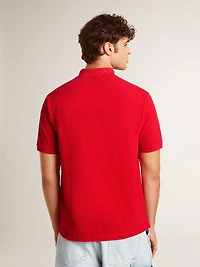 Men's polo shirt red cotton piquet