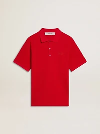 Men's polo shirt red cotton piquet