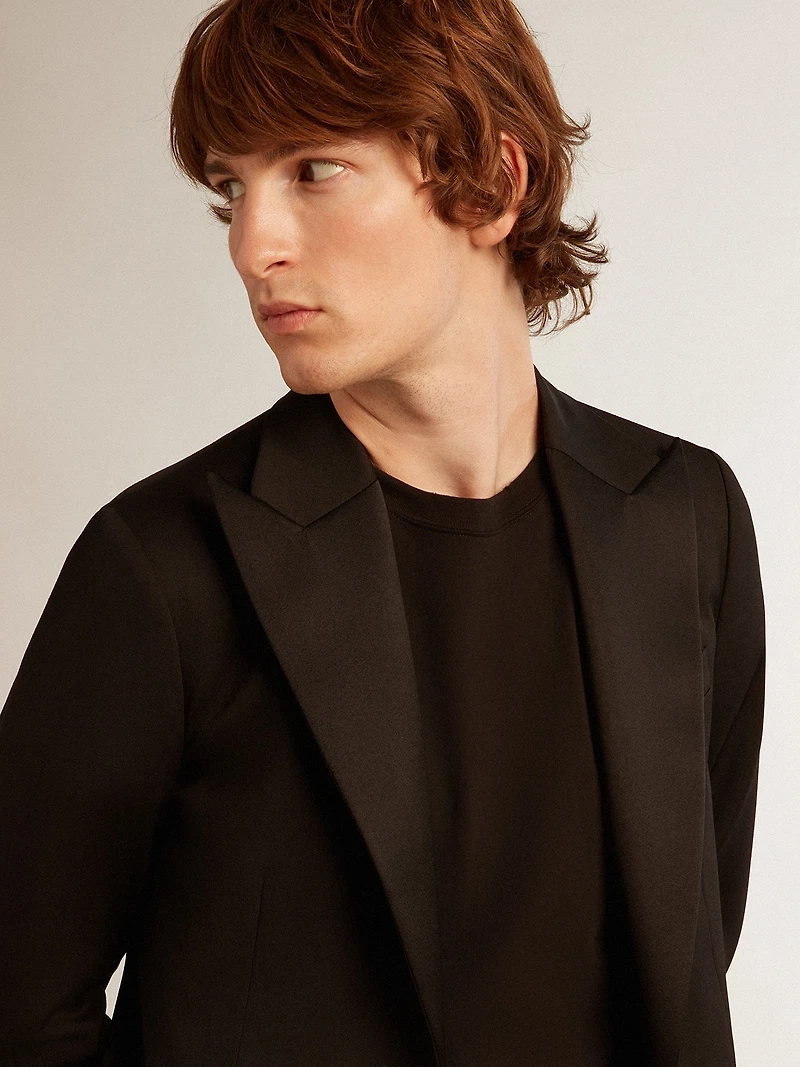 Men’s tuxedo jacket black wool gabardine