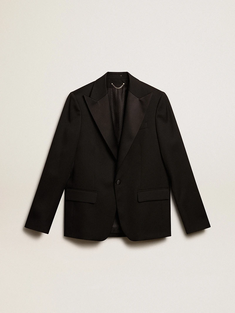Men’s tuxedo jacket black wool gabardine