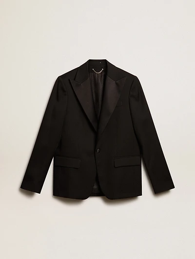 Men’s tuxedo jacket black wool gabardine