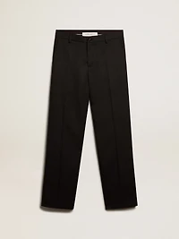 Men’s tuxedo pants in black wool gabardine