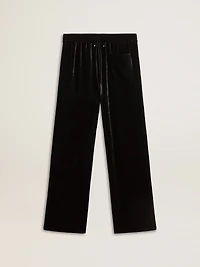 Men's black velvet effect pants