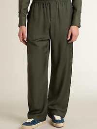 Men's dark green joggers with vertical stripes