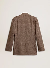 Gray single-breasted blazer for men in houndstooth wool