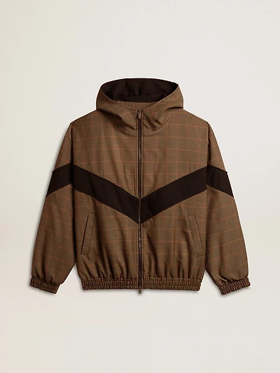 Windcheater beige and black houndstooth