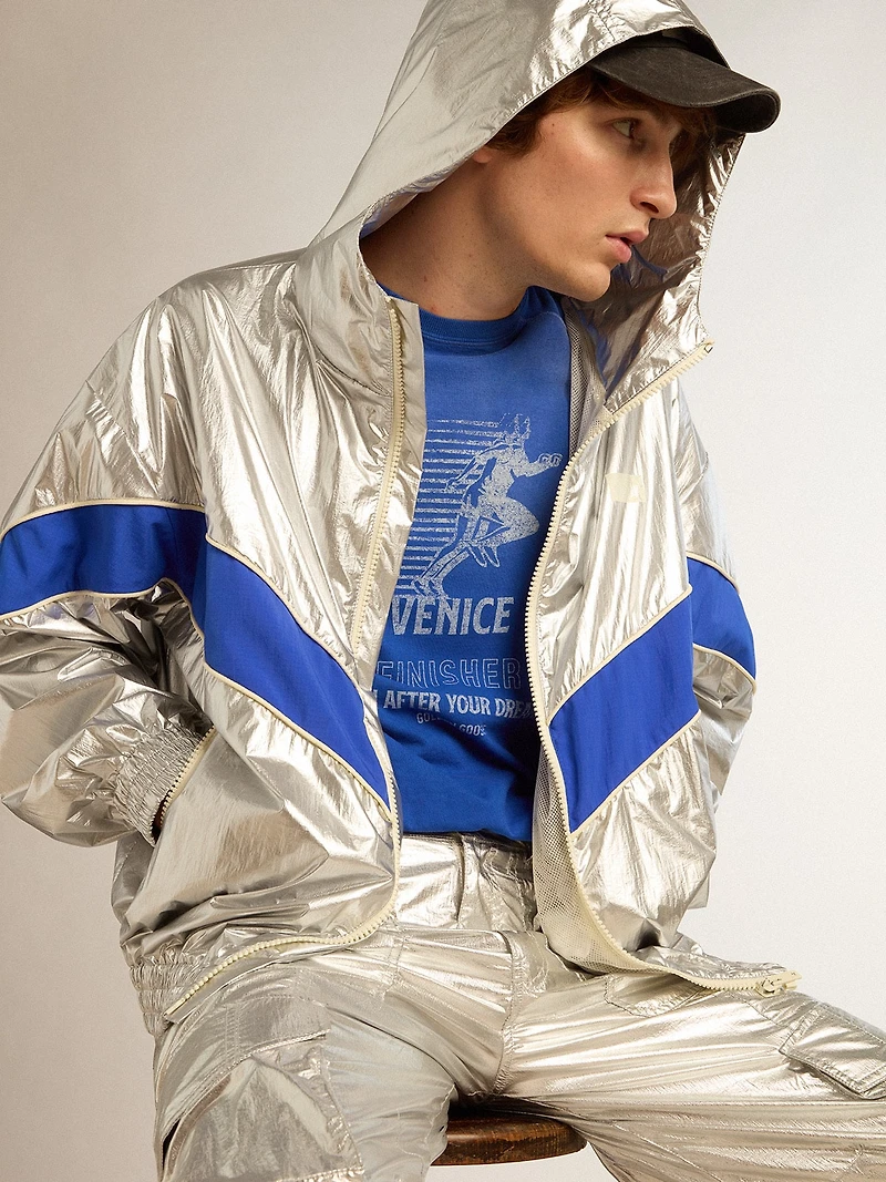Men's windcheater silver technical fabric