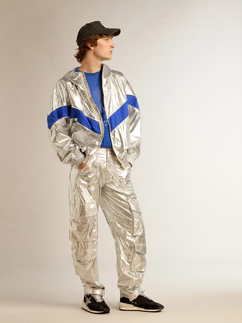 Men's windcheater silver technical fabric
