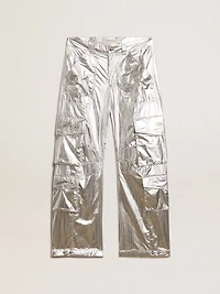 Men's cargo pants silver technical fabric
