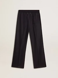 Men's wool joggers with vertical thin stripes