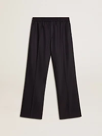 Men's wool joggers with vertical thin stripes
