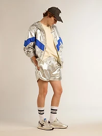 Men's running shorts silver fabric
