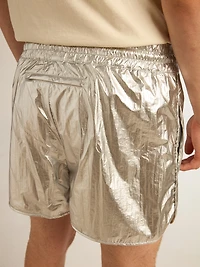 Men's running shorts silver fabric