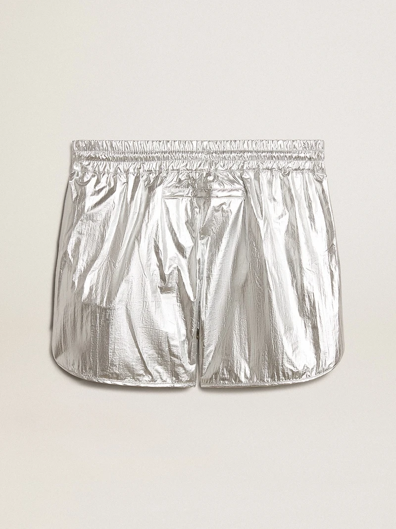 Men's running shorts silver fabric