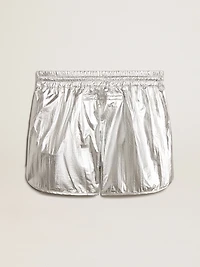 Men's running shorts silver fabric