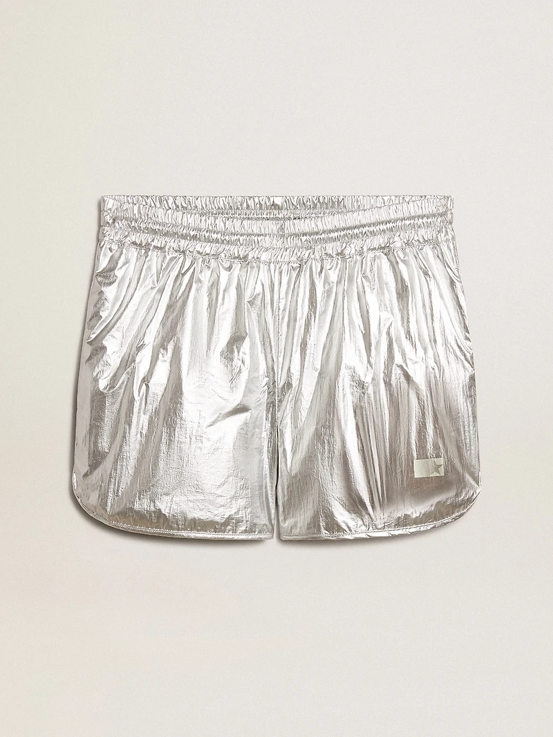Men's running shorts silver fabric