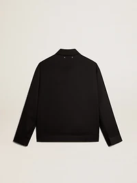 Men’s zip-up jacket black wool gabardine