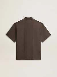 Men's cotton polo shirt anthracite gray with embroidery
