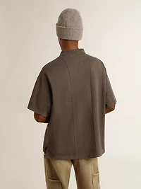 Men's cotton polo shirt anthracite gray with embroidery